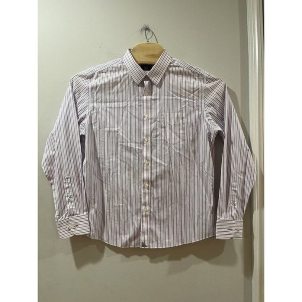 UNTUCKit Button‎ Shirt Mens Large Gray Striped Long Sleeve Denning Pink WF